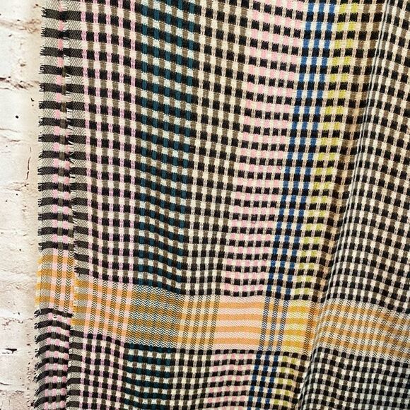 Vince Camuto Womens Black Bright Plaid Check Fringe Scarf One Size NWT - Picture 3 of 8